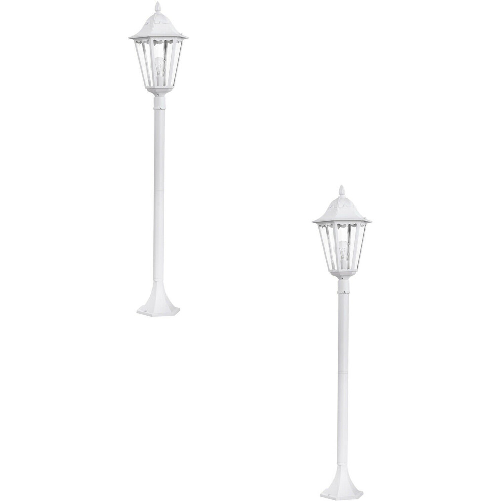 Loops 2 Pack Ip44 Outdoor Bollard Aluminium Lantern 60W E27 Tall Lamp Post Light/White