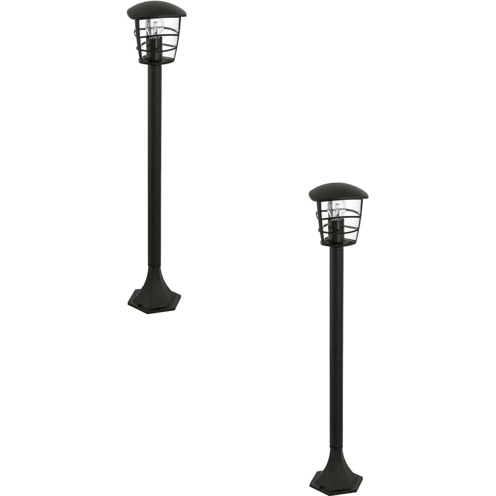 Loops 2 Pack Ip44 Outdoor Bollard Lantern 1X 60W E27 Bulb Lamp Post Light/Black