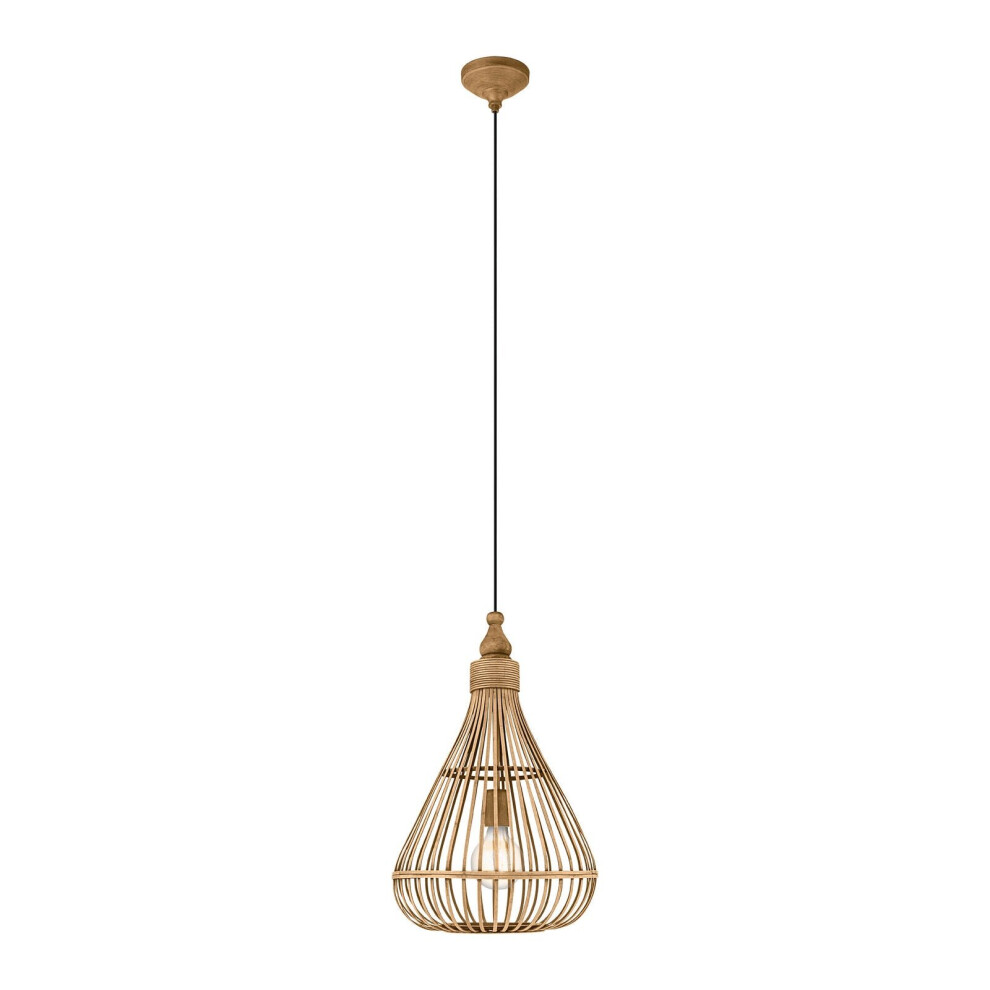 Loops Hanging Ceiling Pendant Pear Wicker Shade 1 X 60W E27 Hallway Feature Light