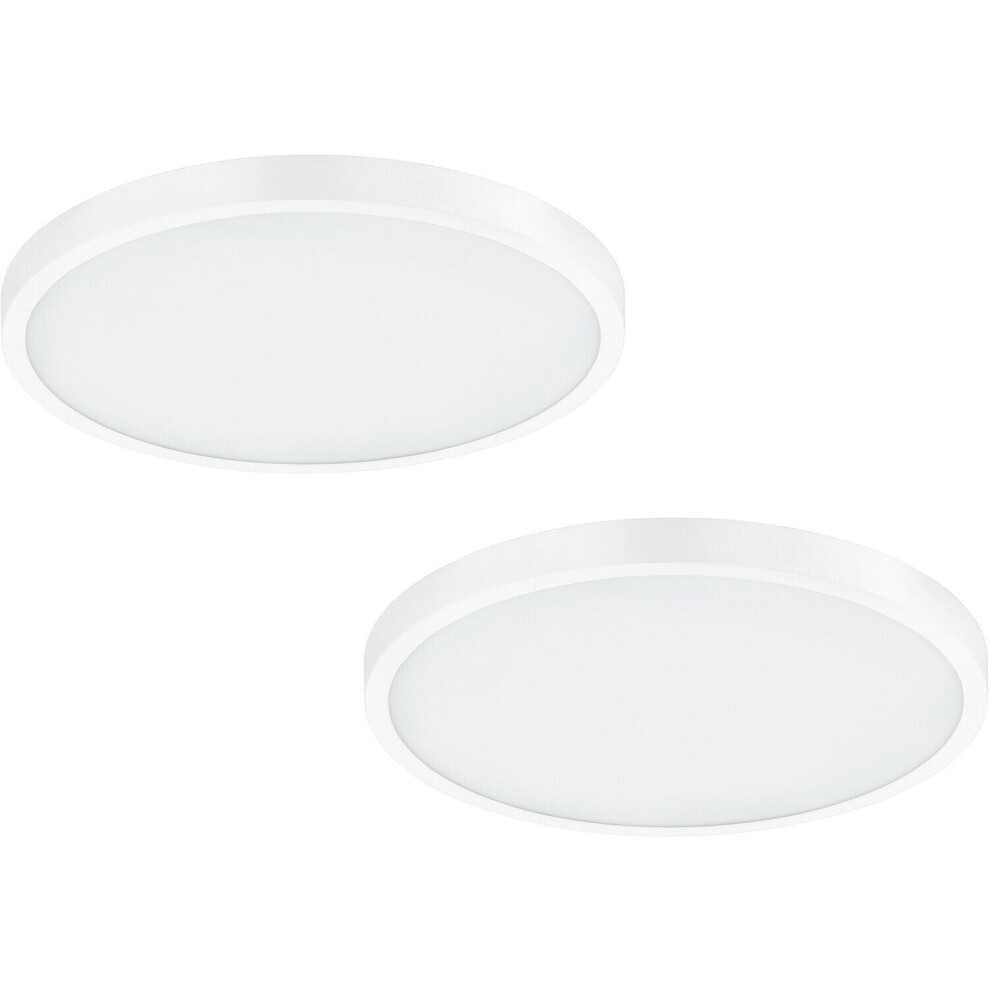 2 PACK Wall / Ceiling Light White 400mm Round Surface Mounted 25W LED 3000K