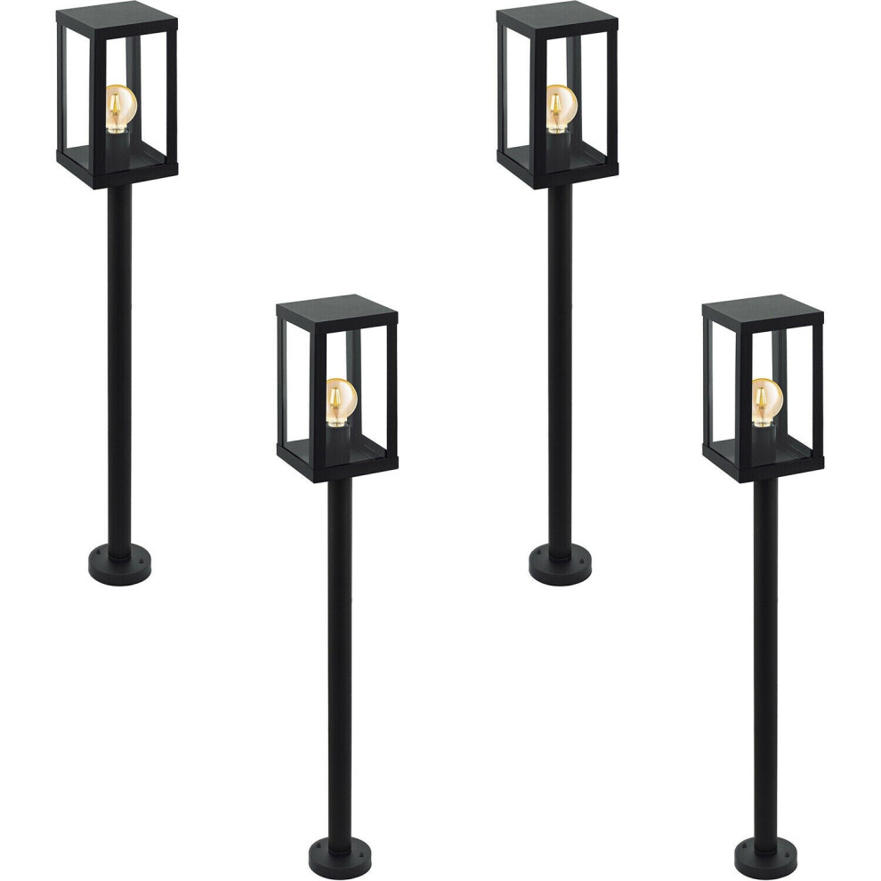 Loops 4 Pack Ip44 Outdoor Bollard Light Black Zinc Plated Steel 1X 60W E27 Post