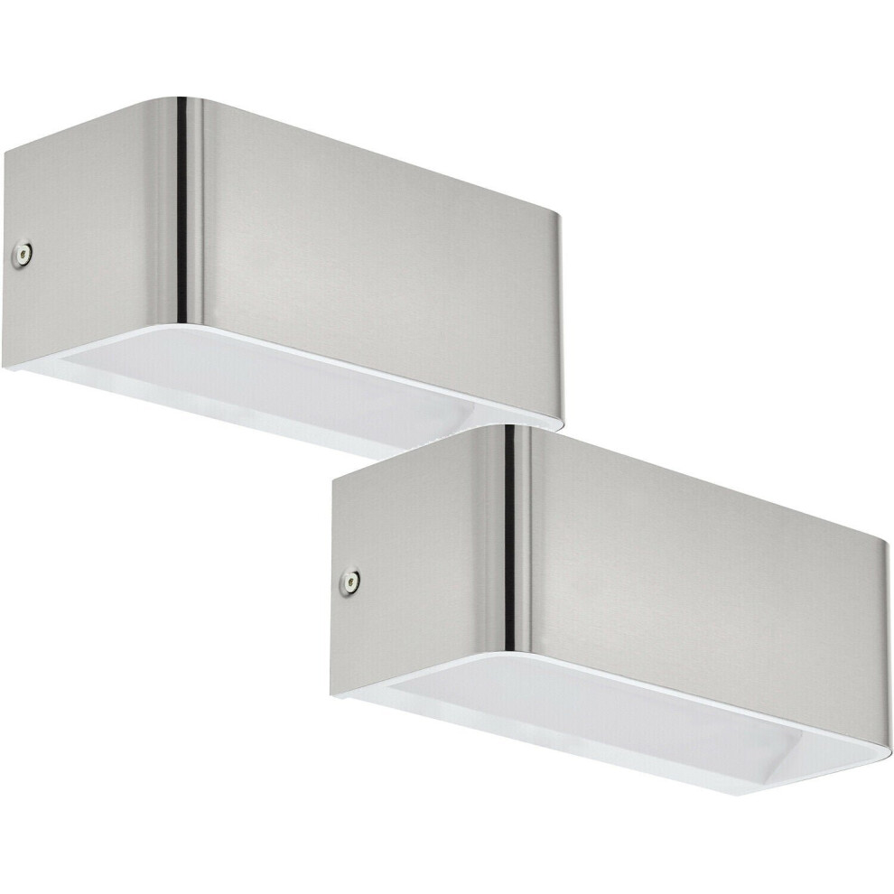 Loops 2 Pack Wall Light Colour Satin Nickel Front Cover Box Structure Led 10W Included