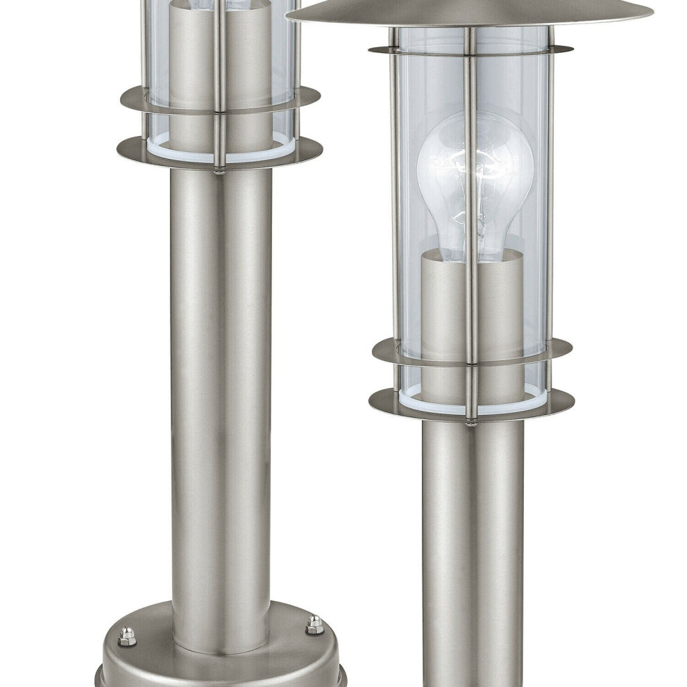 Loops 2 Pack Ip44 Outdoor Bollard Stainless Steel 500Mm 60W E27 Driveway Post Light