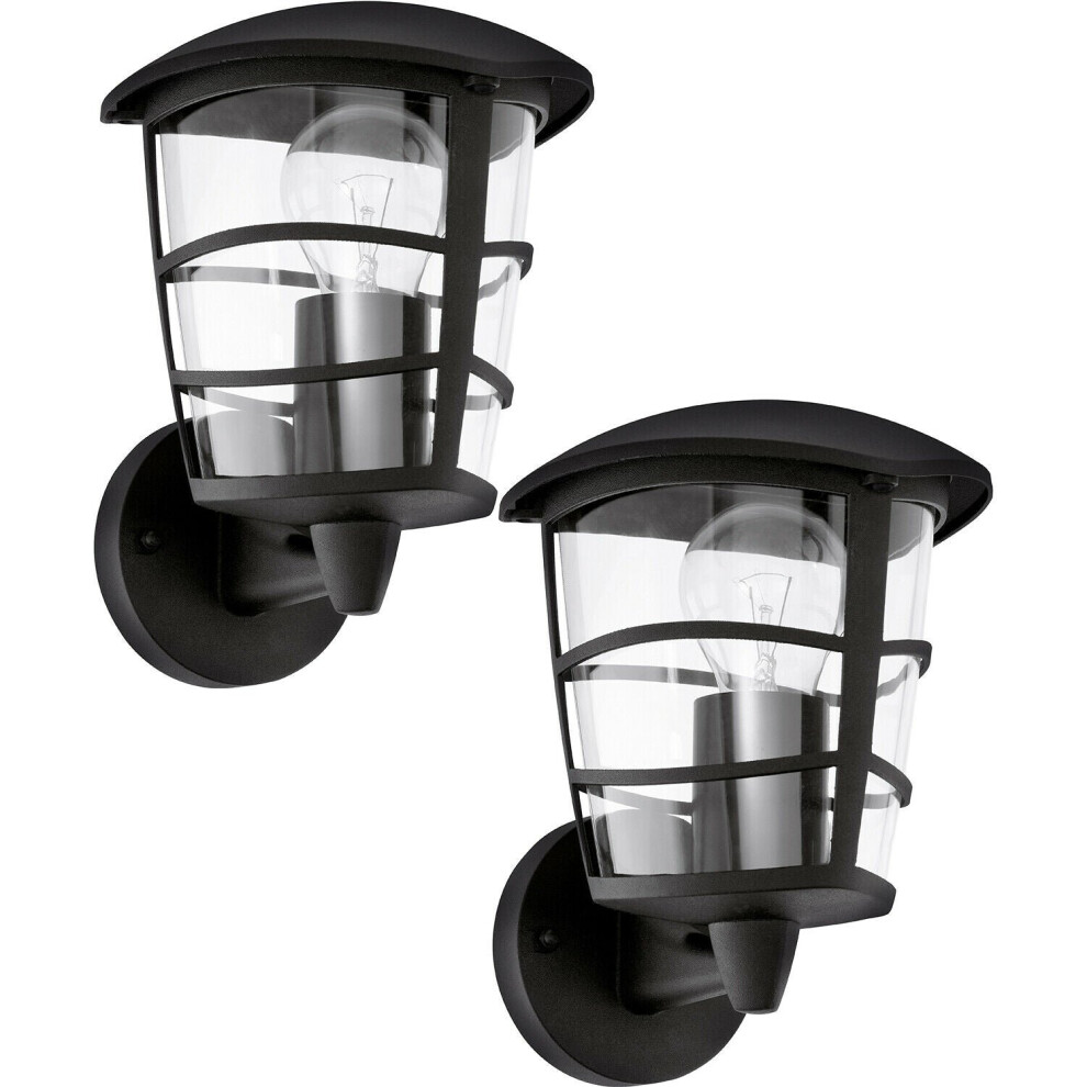Loops 2 Pack Ip44 Outdoor Wall Modern Lantern 1X 60W E27 Porch Lamp Light/Black