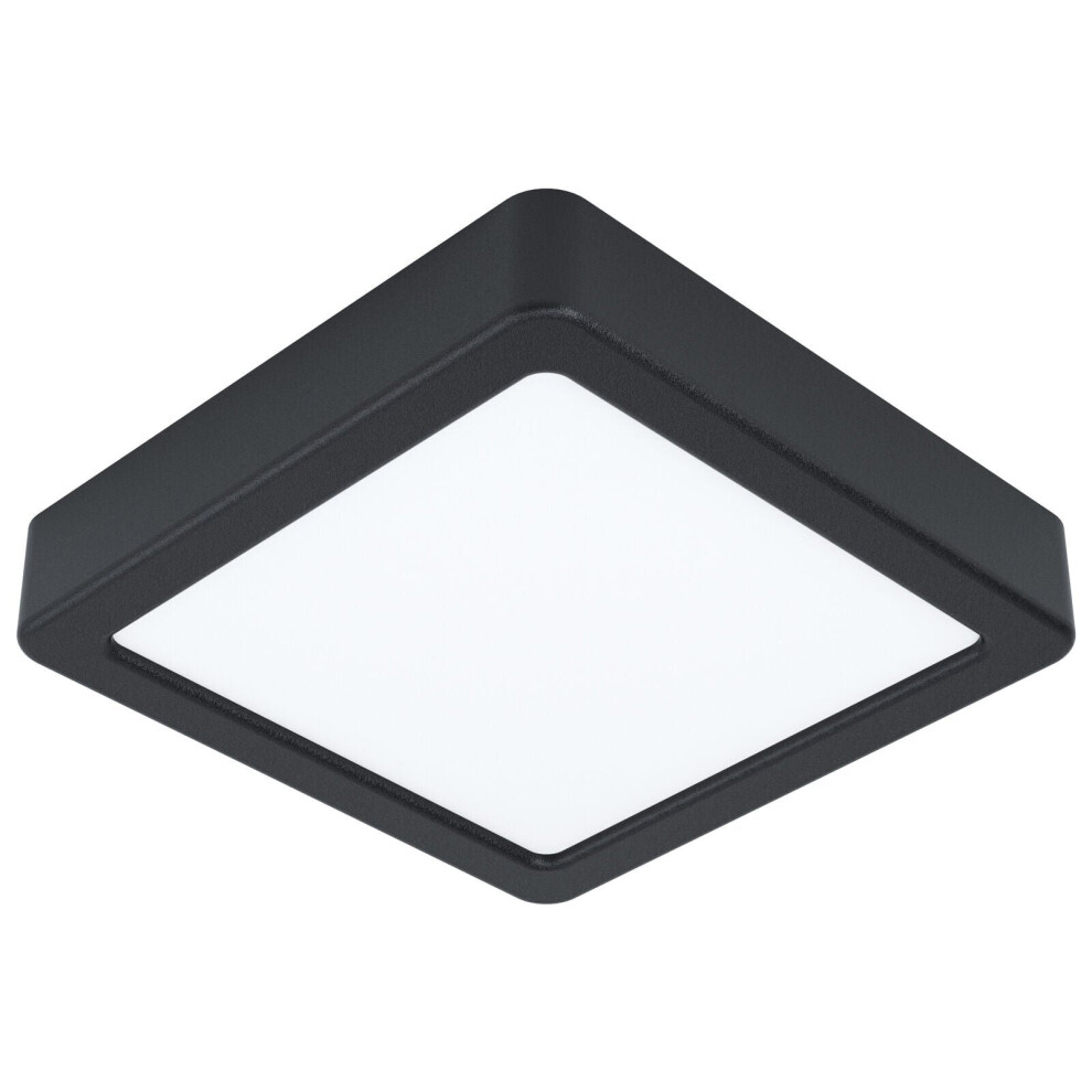 Wall / Ceiling Light Black 160mm Square Surface Mounted 10.5W LED 4000K