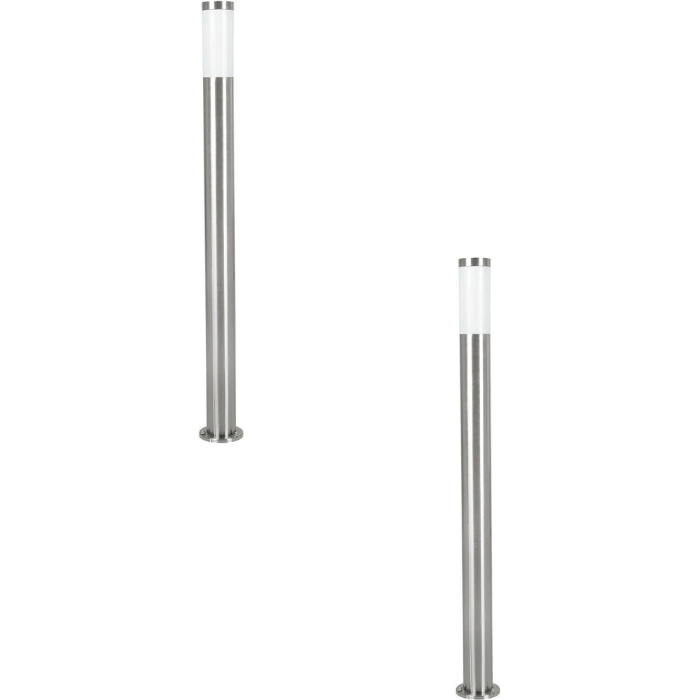 Loops 2 Pack Ip44 Outdoor Bollard Stainless Steel 12W E27 1100Mm Driveway Post Light