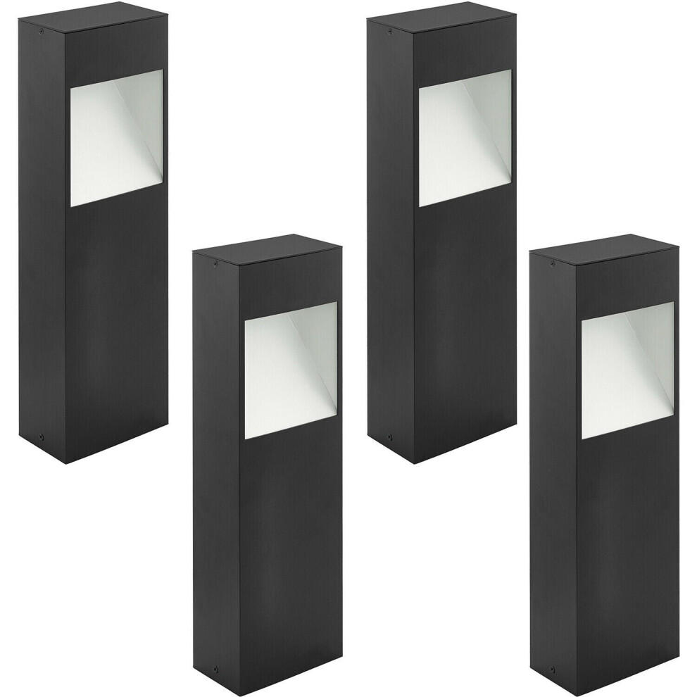 Loops 4 Pack Ip44 Outdoor Pedestal Light Anthracite & White Square Post 10W Led