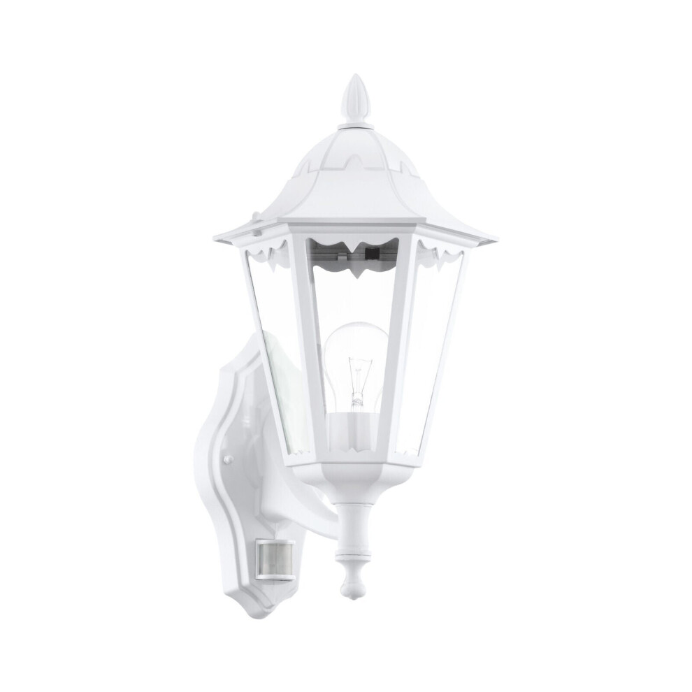 Loops Ip44 Outdoor Wall & Pir Sensor Aluminium Lantern 1 X 60W E27 Bulb Light/White