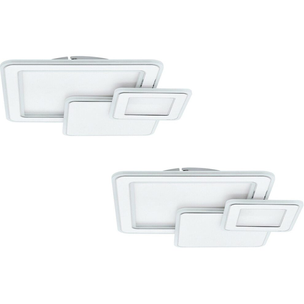 Loops 2 Pack Wall Flush Ceiling Colour Chrome Shade Plastic Led 50W Light/White