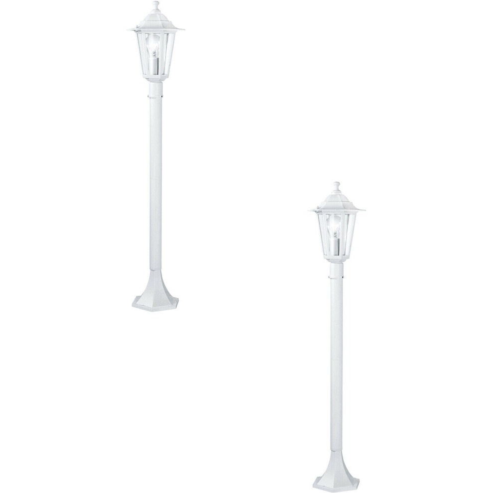 Loops 2 Pack Ip44 Outdoor Bollard Aluminium Lantern 60W E27 Lamp Post Light/White