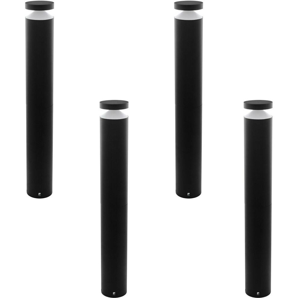 Loops 4 Pack Ip44 Outdoor Bollard Light Black Cast Aluminium 11W Led Lamp Post
