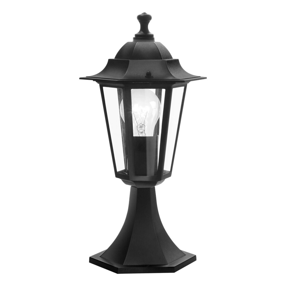 IP44 Outdoor Pedestal Light Black Aluminium 1 x 60W E27 Bulb Porch Lamp