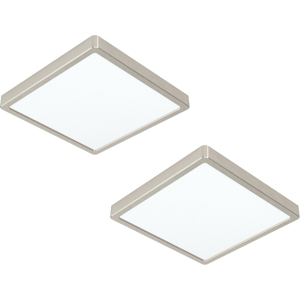 Loops 2 Pack Ceiling Satin Nickel 285Mm Square Surface Mounted 20W Led 4000K Light