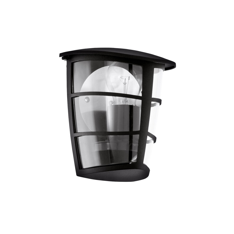 Loops Ip44 Outdoor Wall Modern Lantern 1X 60W E27 Bulb Porch Lamp Light/Black