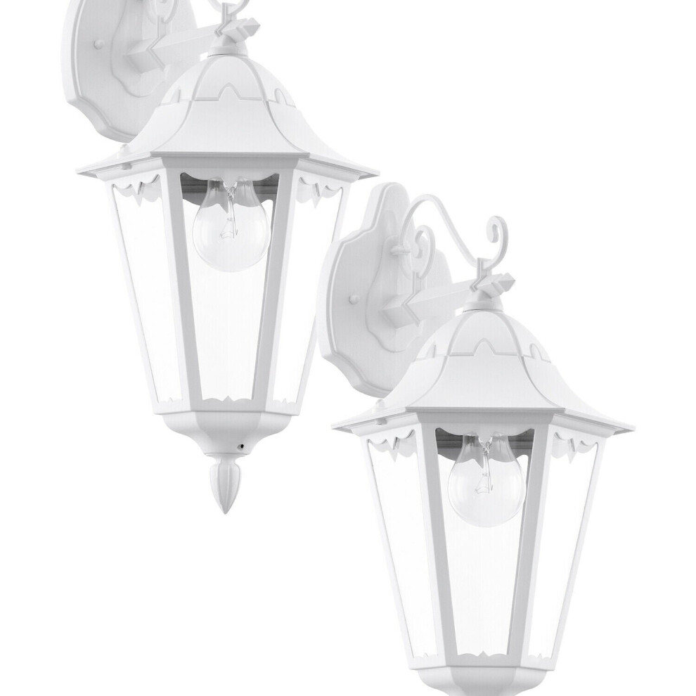 2 PACK IP44 Outdoor Wall Light White Traditional Lantern 60W E27 Porch Lamp