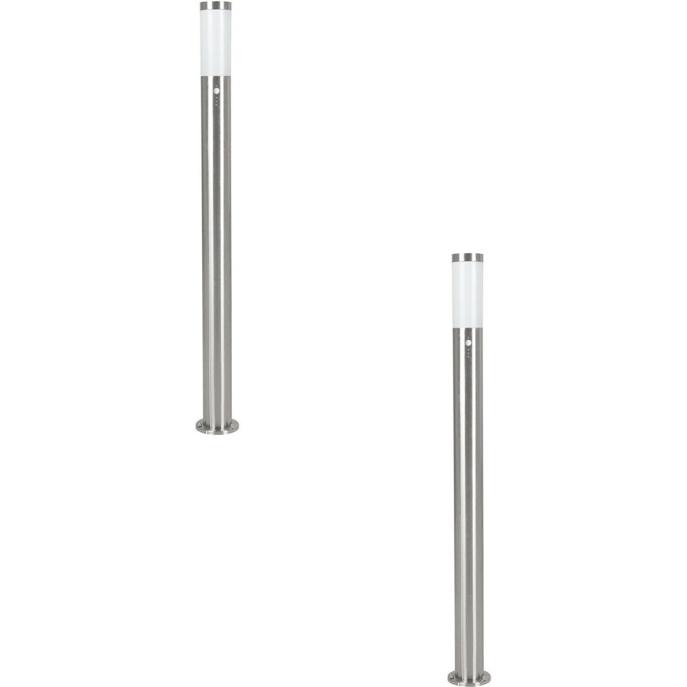 Loops 2 Pack Ip44 Outdoor Bollard Pir Sensor Stainless Steel 1100Mm Lamp Post Light