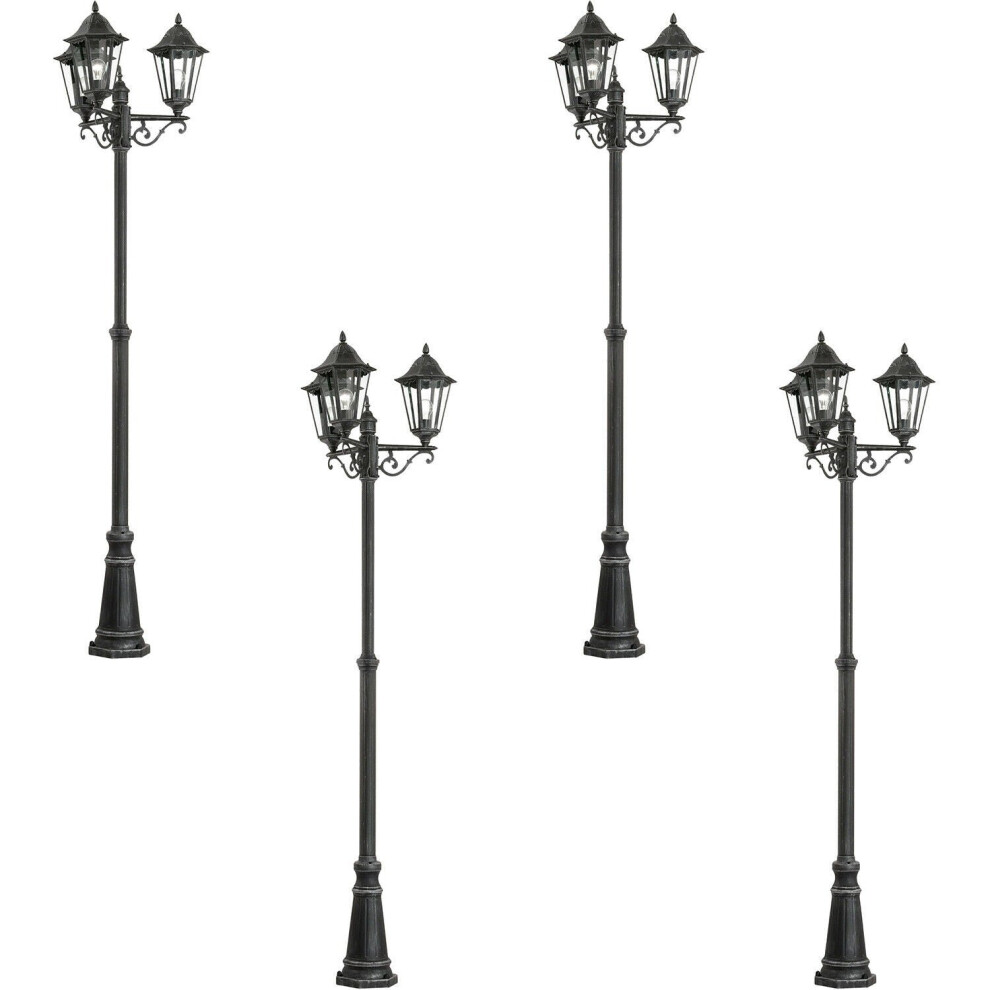 Loops 4 Pack Ip44 Outdoor Bollard Light Black & Silver Patina Aluminium 60W E27
