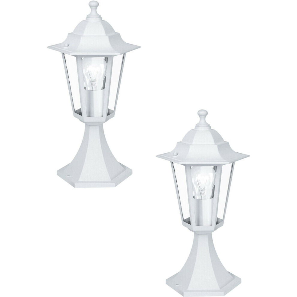 Loops 2 Pack Ip44 Outdoor Pedestal Aluminium Lantern 60W E27 Porch Lamp Light/White