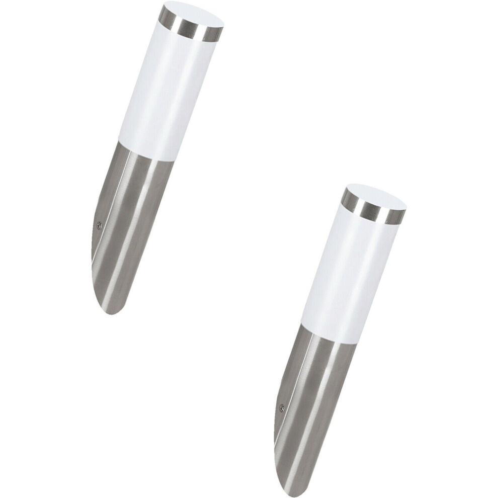 2 PACK Offset IP44 Outdoor Wall Light Stainless Steel 1x 12W E27 Porch Lamp