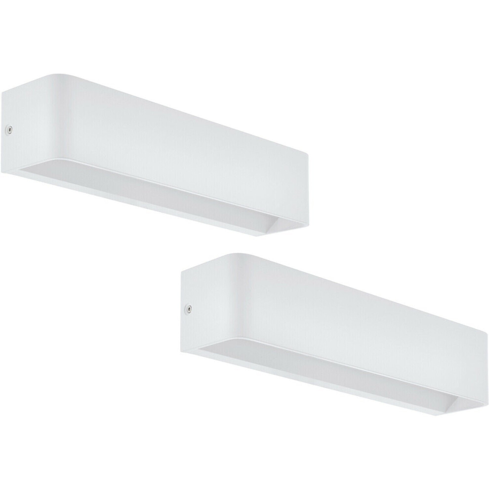 Loops 2 Pack Wall Light Colour White Oblong Box Shape Snug Fitting Led 12W Included