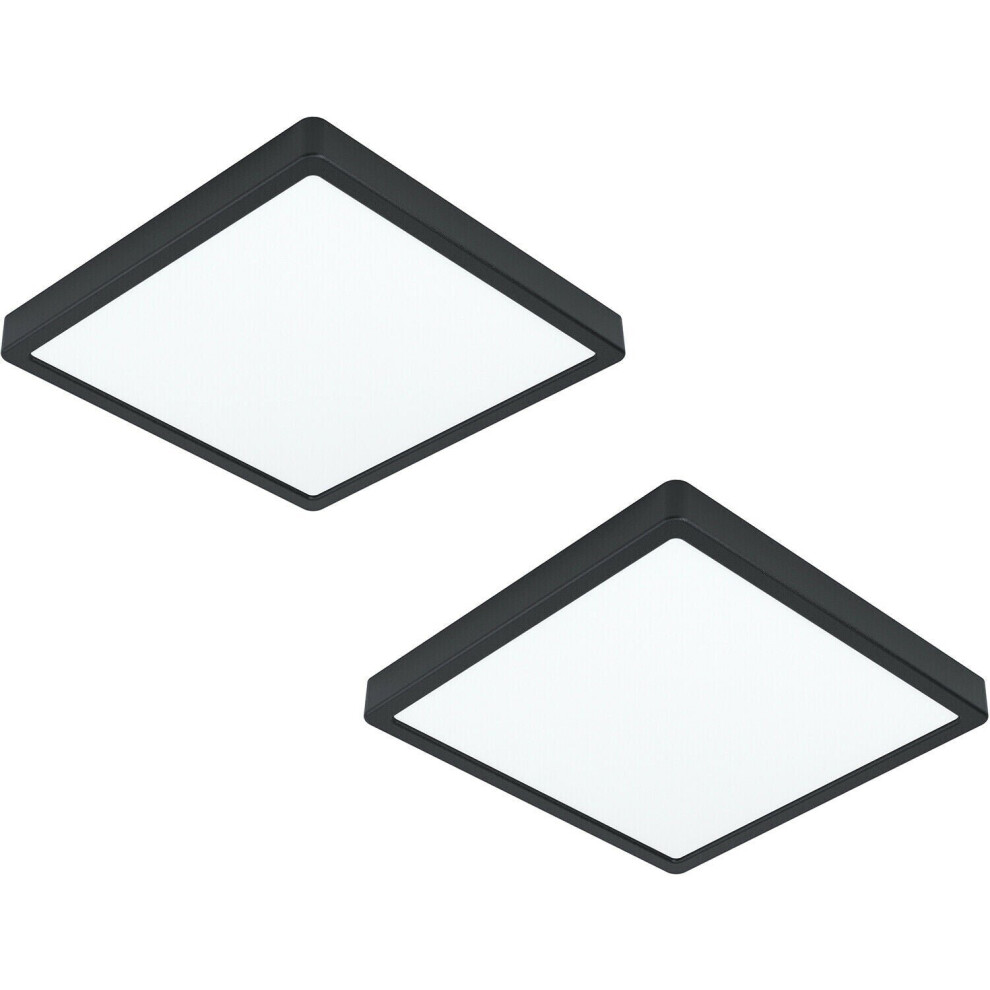 2 PACK Wall / Ceiling Light Black 285mm Square Surface Mounted 20W LED 4000K