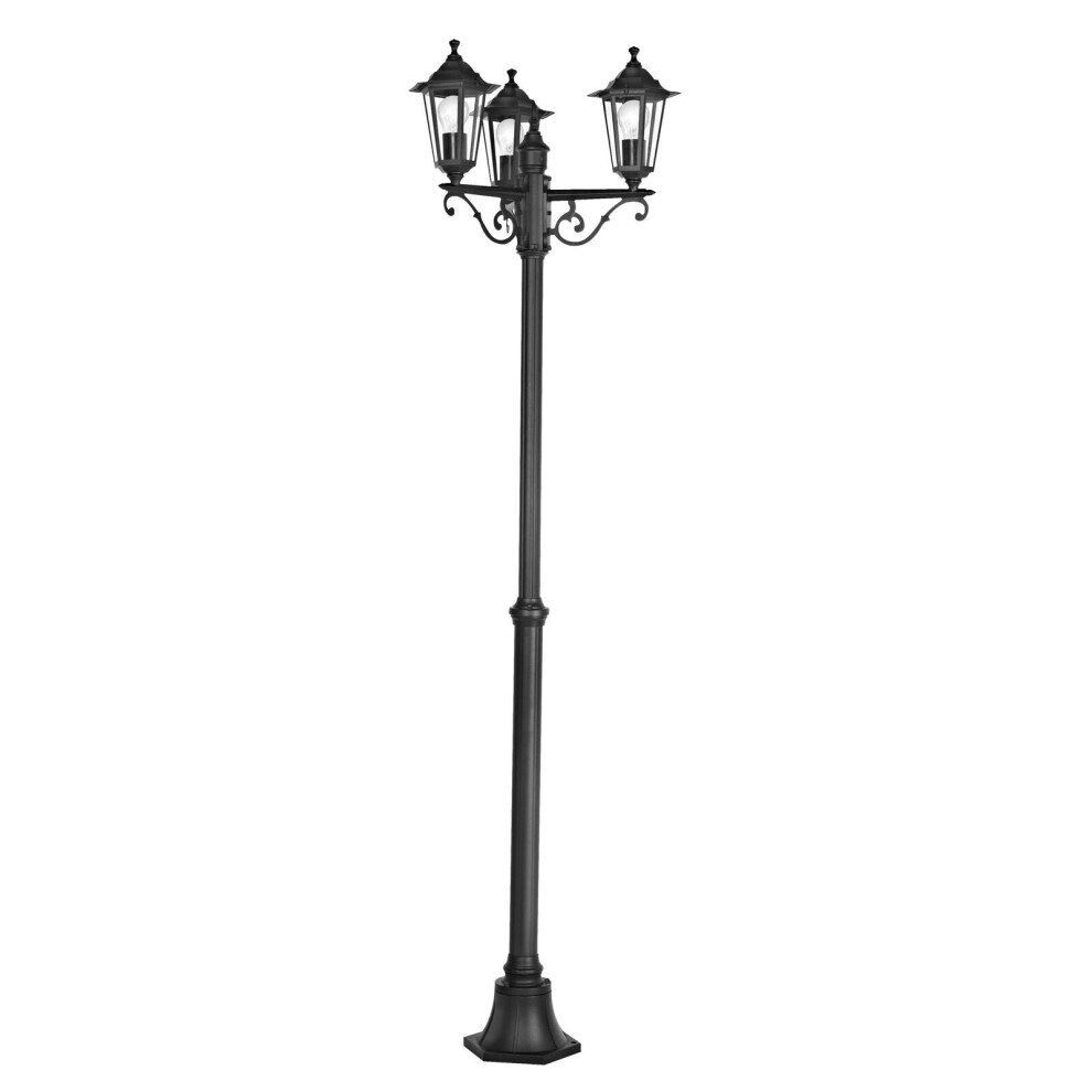 Loops Ip44 Outdoor Bollard Cast Aluminium 3 Arm 60W E27 Tall Lamp Post Light/Black