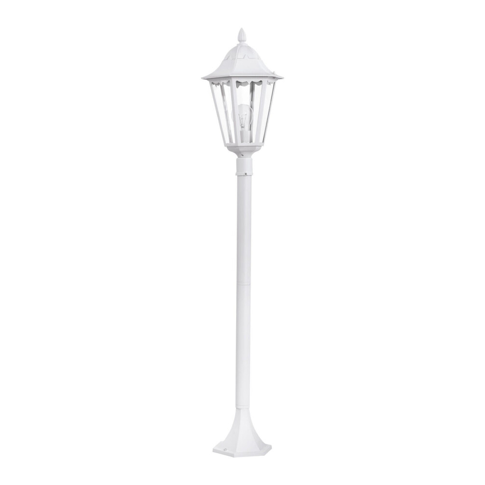 Loops Ip44 Outdoor Bollard Aluminium Lantern 1 X 60W E27 Tall Lamp Post Light/White