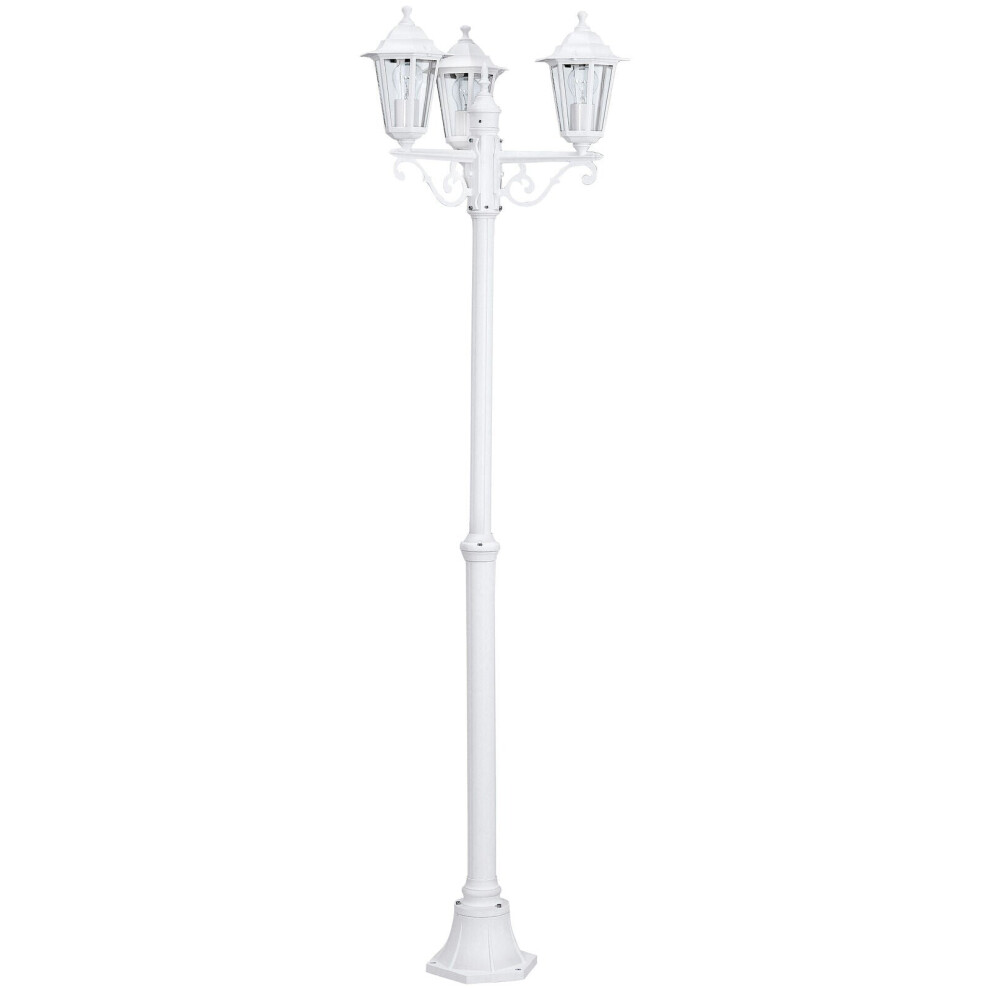 Loops Ip44 Outdoor Bollard Aluminium Lantern 3 Arm 60W E27 Bulb Lamp Post Light/White