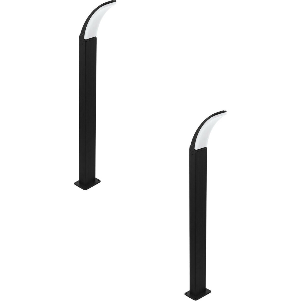 Loops 2 Pack Ip44 Outdoor Bollard Light Black Aluminium 11W Built In Led Lamp Post