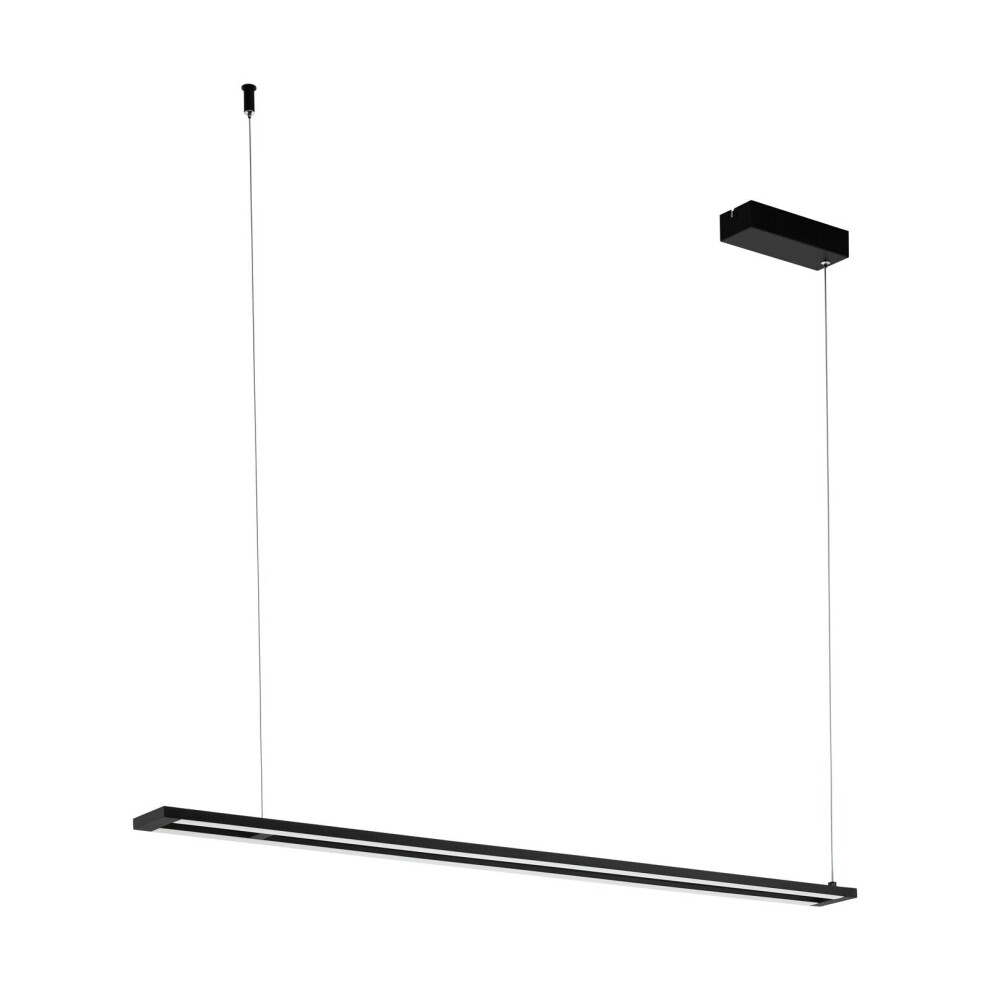 Loops Pendant Ceiling Light Height Adjust Colour Black Shade White Plastic Led 27W Inc