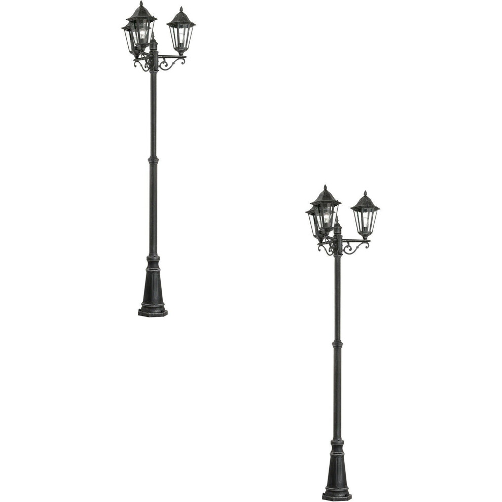 Loops 2 Pack Ip44 Outdoor Bollard & Patina Aluminium 3X 60W E27 Light/Black/Silver
