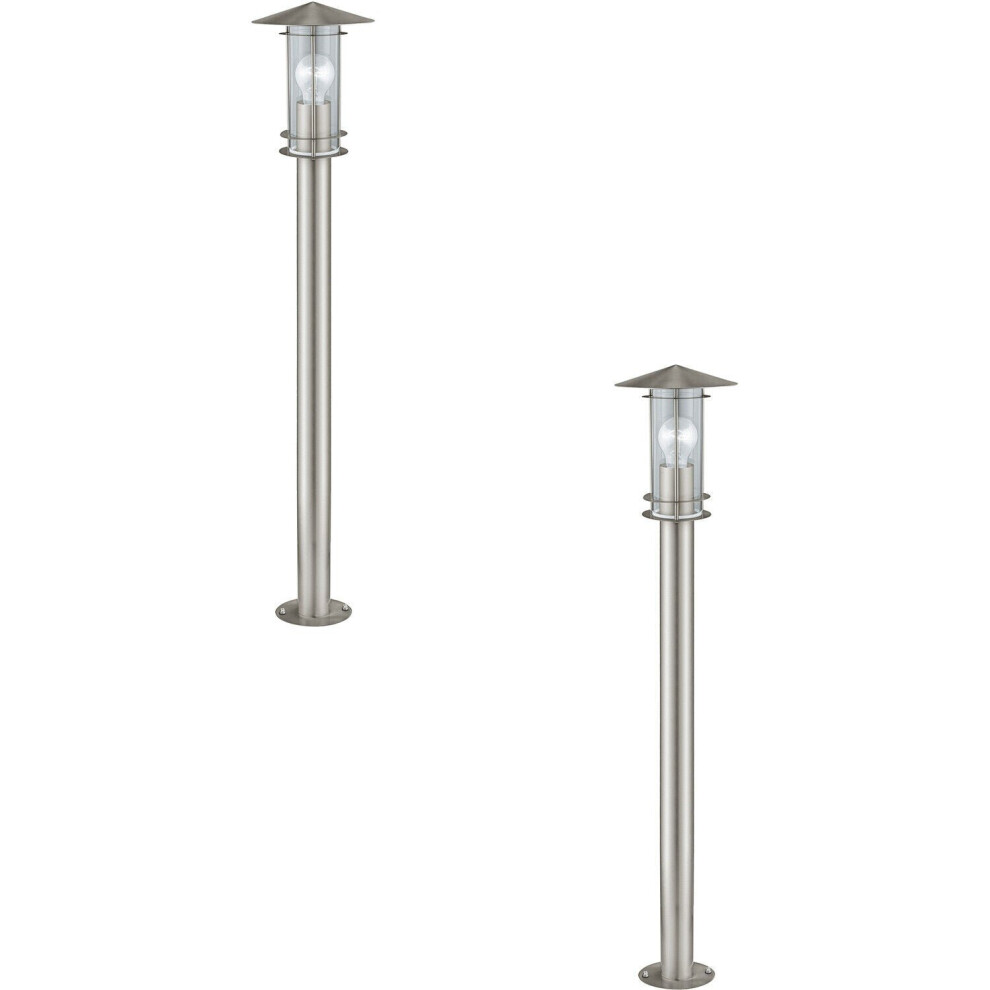 2 PACK IP44 Outdoor Bollard Light Stainless Steel 1000mm 60W E27 Driveway Post