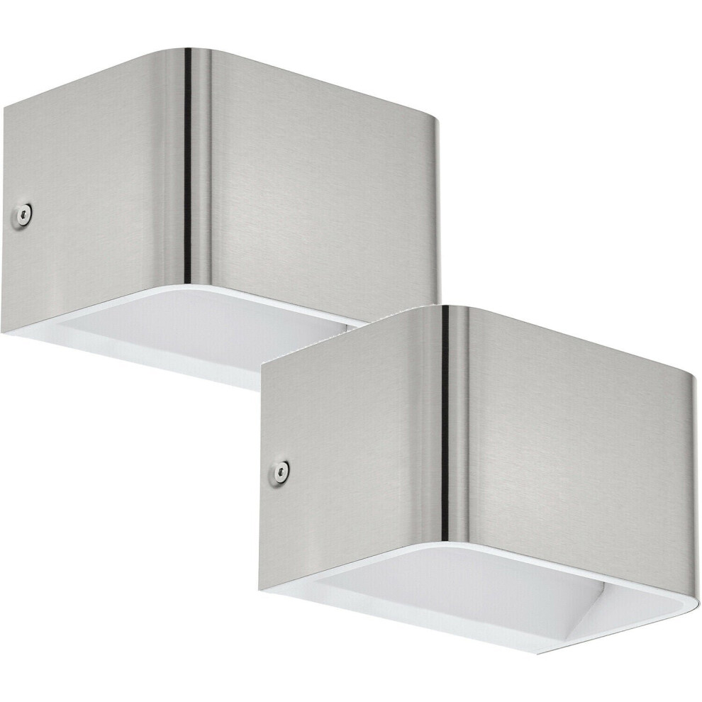 Loops 2 Pack Wall Light Colour Satin Nickel Front Cover Box Structure Led 6W Included