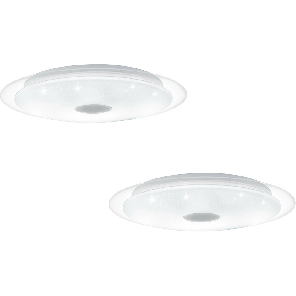 2 PACK Wall Flush Ceiling Light White Shade White Chrome Crystal Effect LED 24W