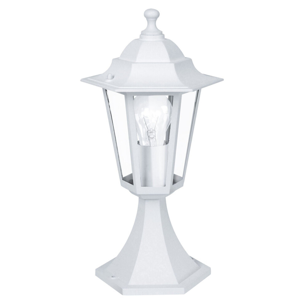 Loops Ip44 Outdoor Pedestal Aluminium Lantern 1X 60W E27 Bulb Porch Lamp Light/White