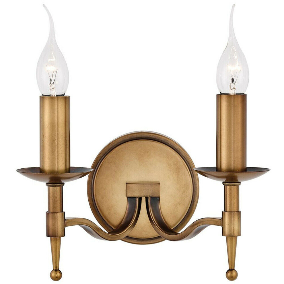 Loops Avery Luxury Twin Wall Antique Brass Traditional Candelabra Lamp Holder Light