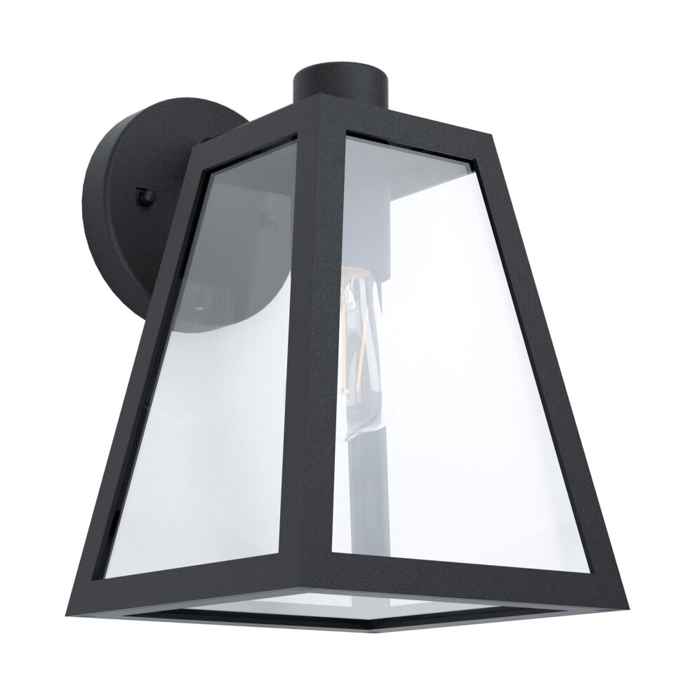Loops Ip44 Outdoor Wall Trapeze Lantern 1 X 60W E27 Bulb Porch Lamp Light/Black