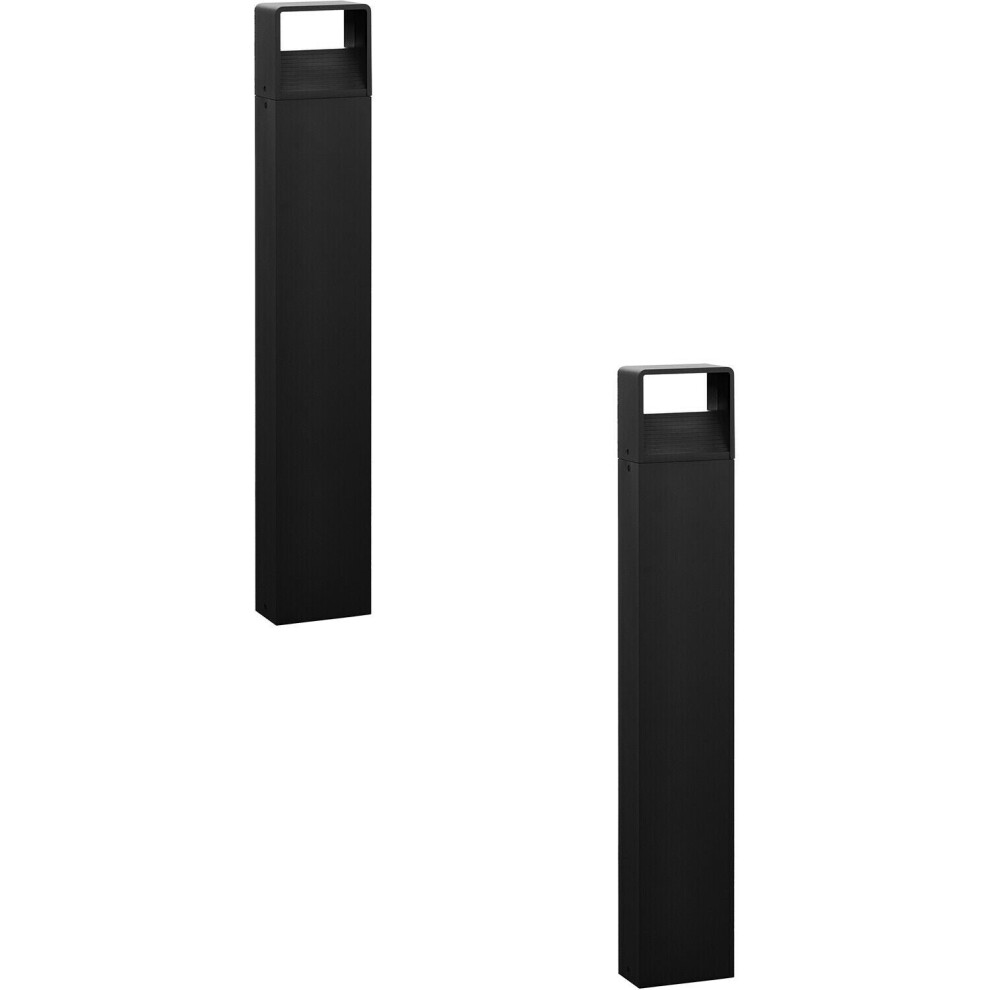 Loops 2 Pack Ip44 Outdoor Bollard Aluminium 6W Led Tall Lamp Post Light/Anthracite