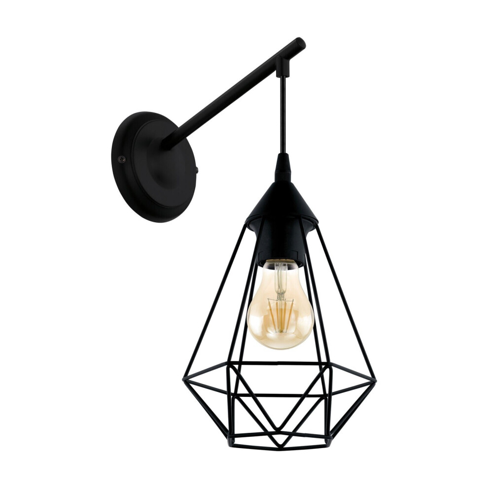Loops Led Wall Light / Sconce Black Steel Geometirc Wire Shade 1 X 60W E27 Bulb
