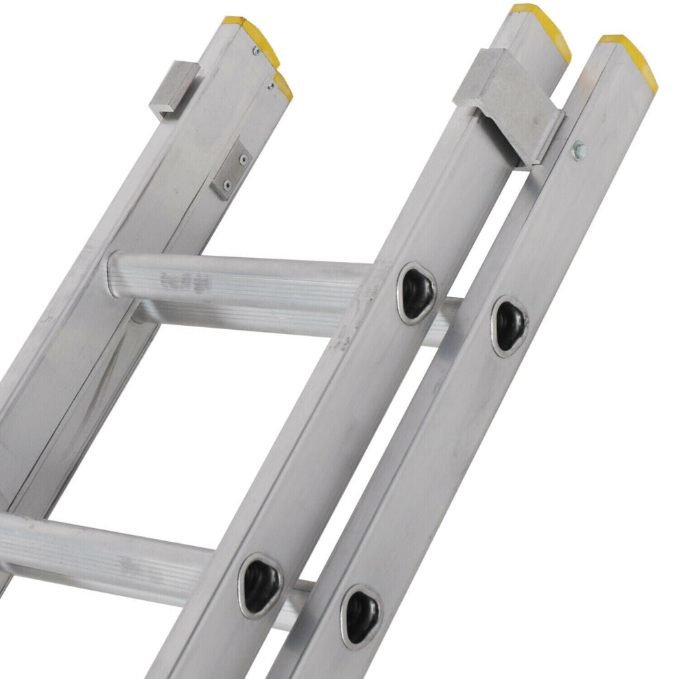 26 Rung Aluminium Double Section Extension Ladders & Stabiliser Feet 3.5m 6m