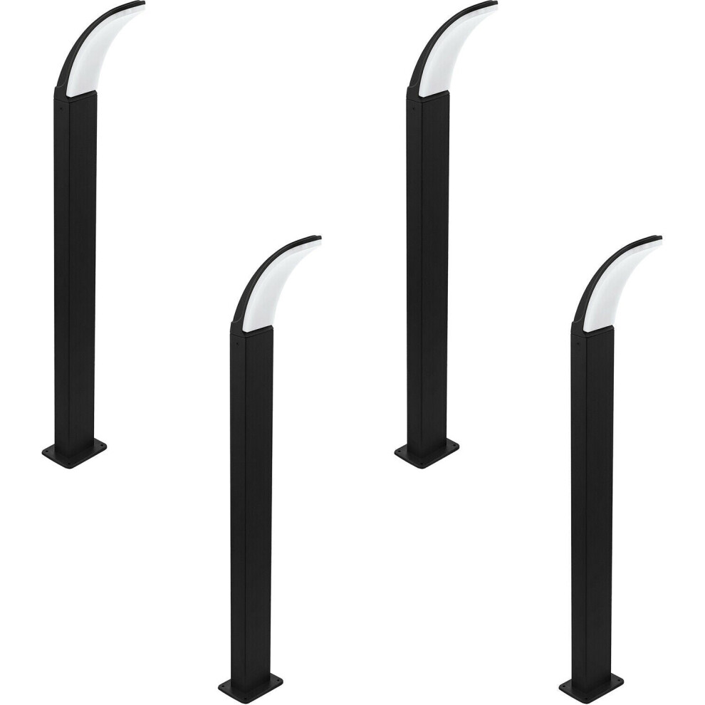 Loops 4 Pack Ip44 Outdoor Bollard Light Black Aluminium 11W Led Lamp Post