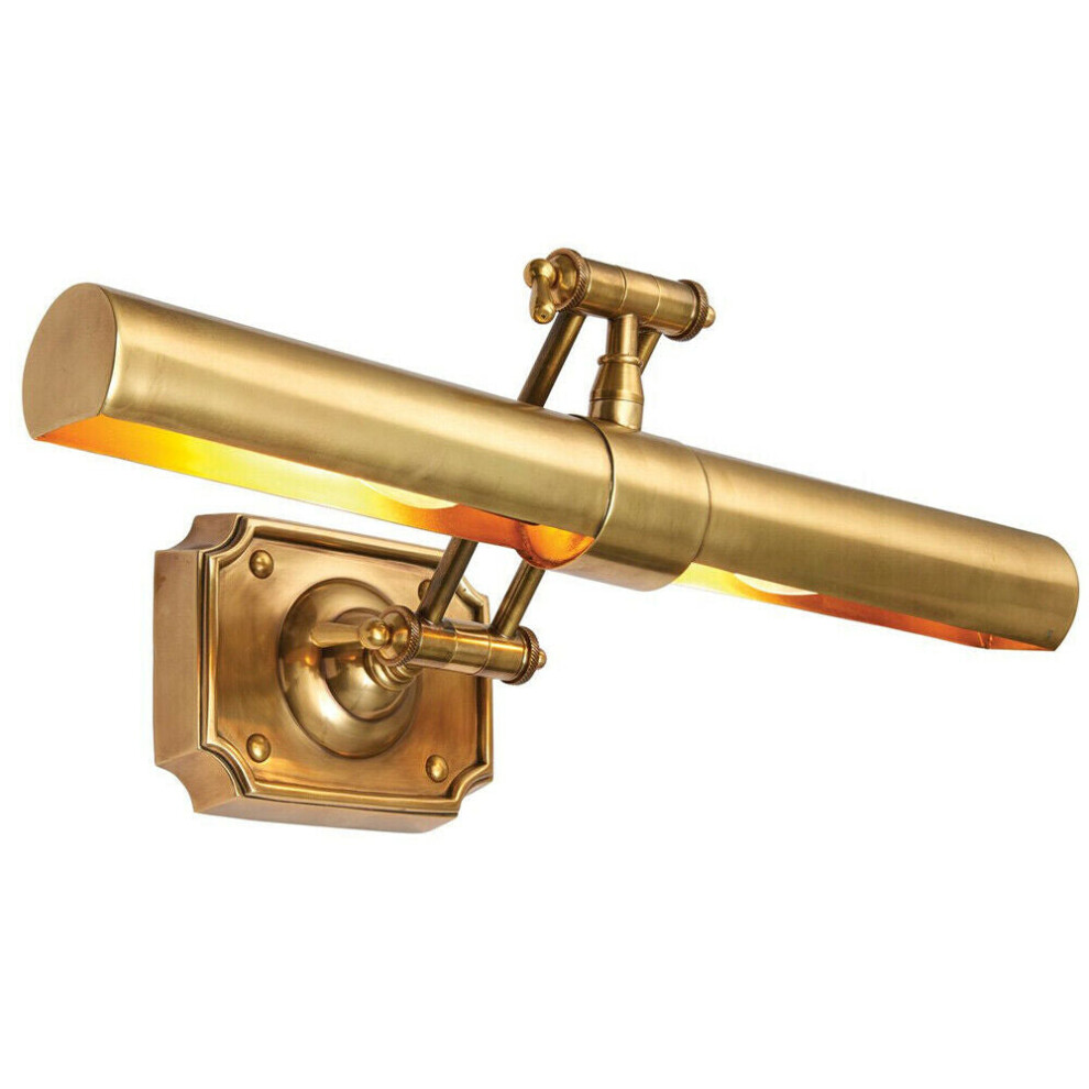 Loops 20" Adjustable Swing Arm Wall Picture Light Solid Brass Hanging Display Lamp