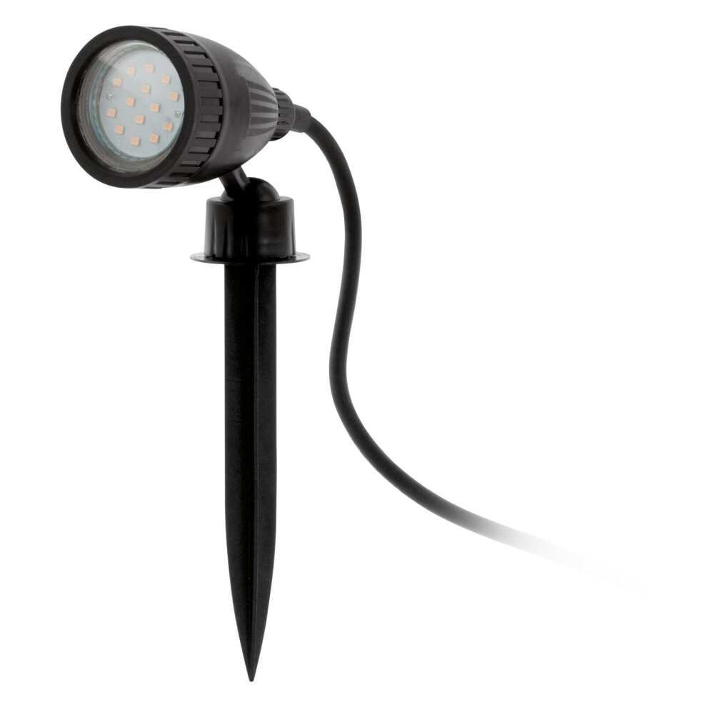 Loops Ip44 Outdoor Ground Spike Plastic 1 X 3W Gu10 Bulb Spot Light/Black
