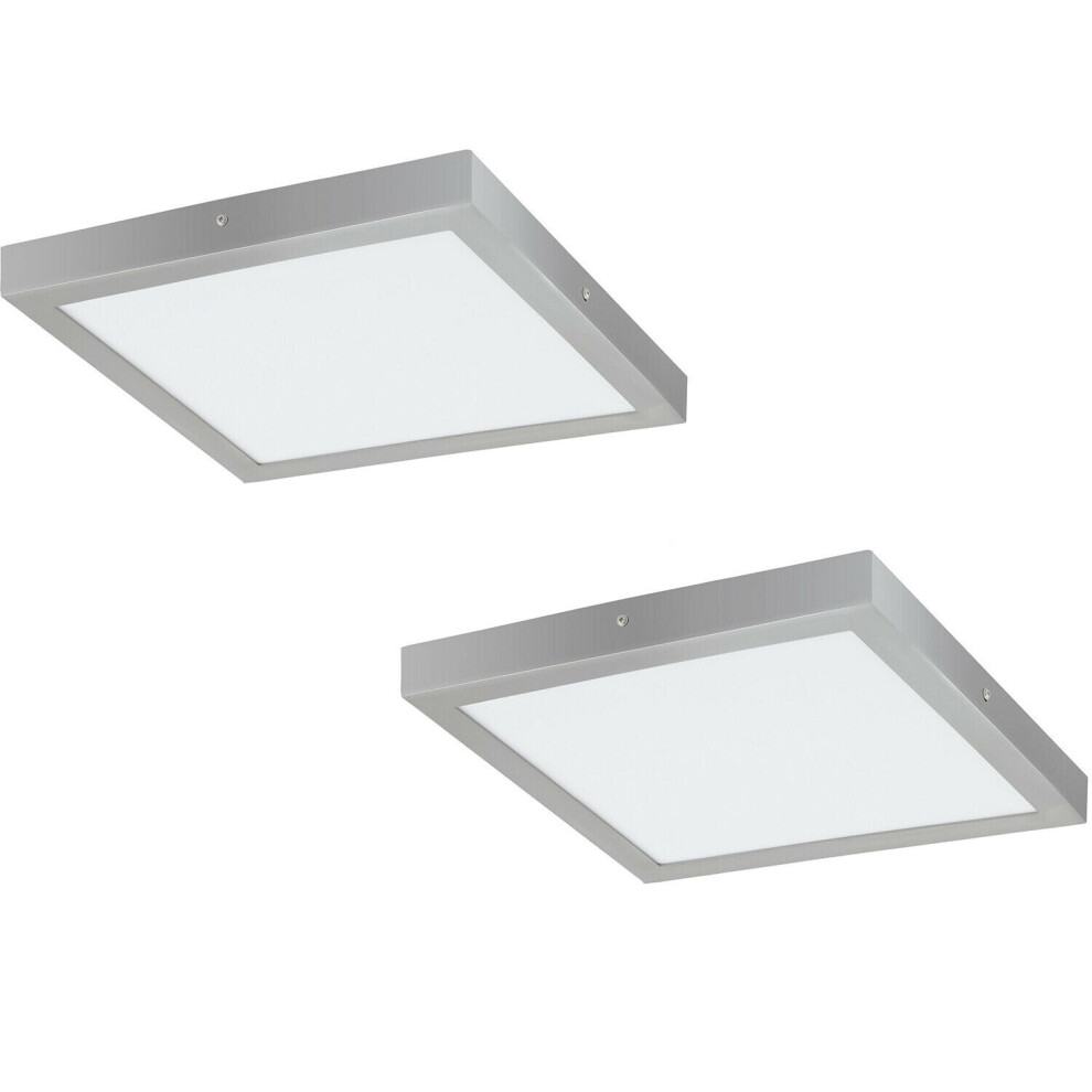 Loops 2 Pack Wall / Ceiling 400Mm Square Surface Mounted 25W Led 4000K Light/Silver