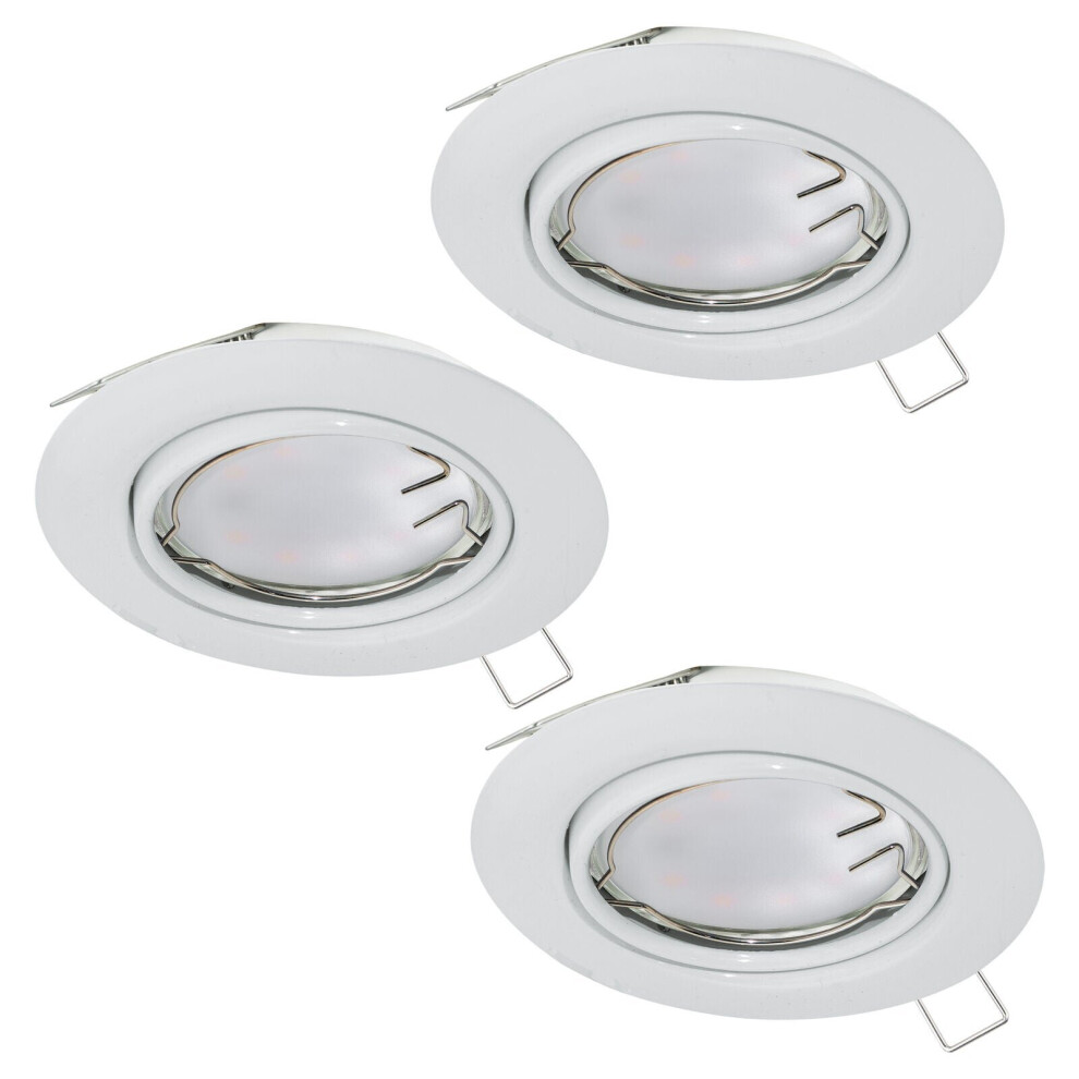 3 PACK Flush Ceiling Downlight White Steel 3 x 5W GU10 Adjustable Bulb-image-OPC-P8WKDDP-NEW