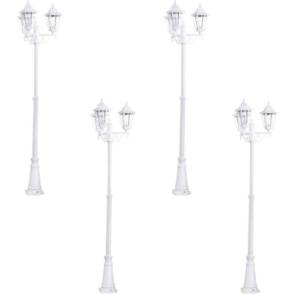 Loops 4 Pack Ip44 Outdoor Bollard Aluminium Lantern 3 Arm 60W E27 Post Light/White