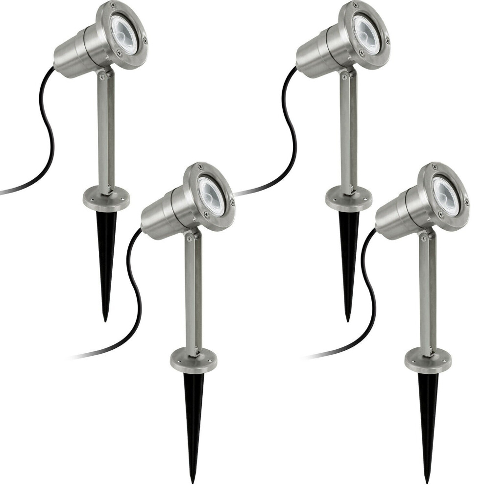 Loops 4 Pack Ip54 Outdoor Bollard Stainless Steel 5W Gu10 Driveway Lamp Post Light