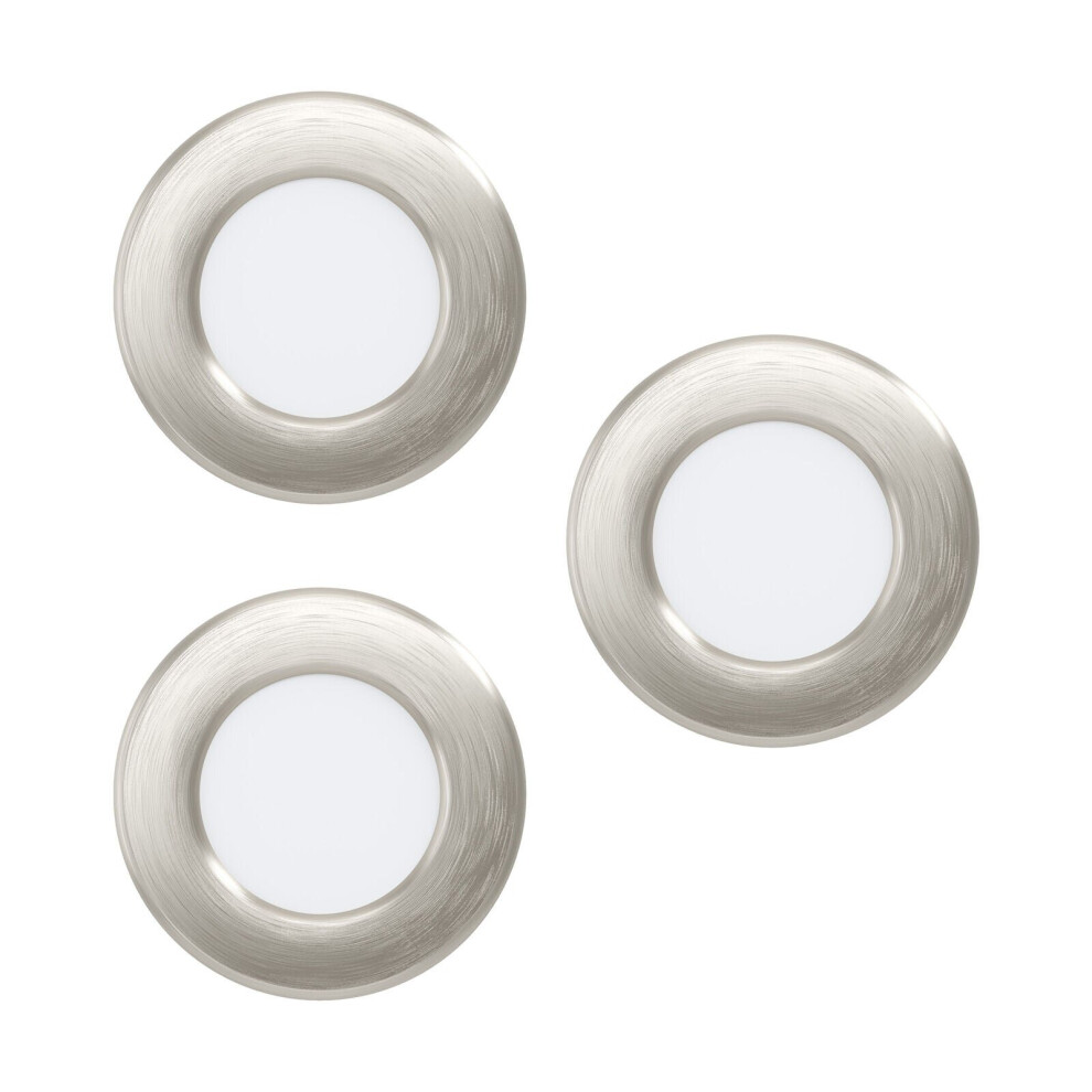 Loops 3 Pack Recessed Ceiling Downlight Satin Nickel Steel 2.7W Built In Led
