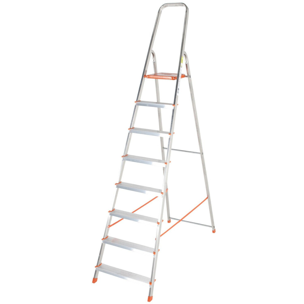 Loops 1.7M Lightweight Aluminium Platform Step Ladders 8 Tread Anti Slip Diy Steps
