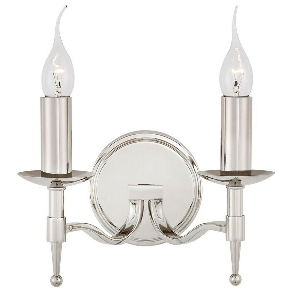 Avery Luxury Twin Wall Light Bright Nickel Traditional Candelabra Lamp Holder